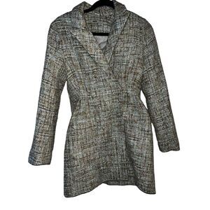 Jason Wu Sparkling Tweed Jacket Coat Long Sleeves Peacock Cottagecore Boho Sz xs